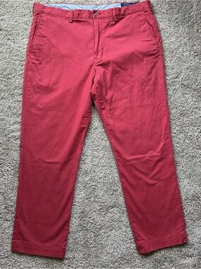 Polo Ralph Lauren "The Polo Chino" Pants Mens 38x30 Red Stretch Straight Fit
